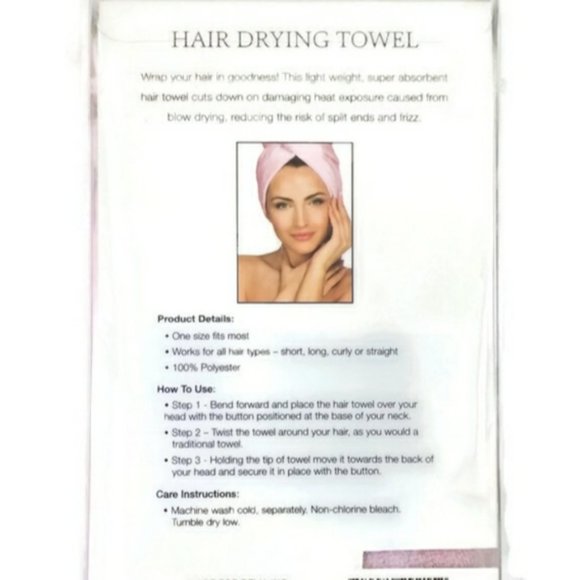 Goodness & Grace Spa Pink Absorbent Hair Drying Towel One Size Fits Most OSFM - Picture 2 of 6
